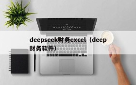 deepseek财务excel（deep财务软件）