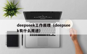 deepseek工作原理(deepseek有什么用途)