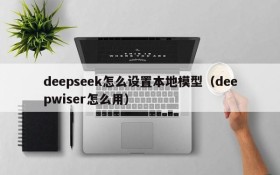deepseek怎么设置本地模型(deepwiser怎么用)